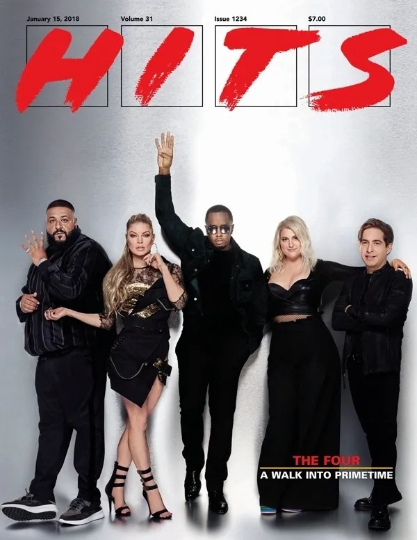 HITS magazine cover featuring The Four judges and host